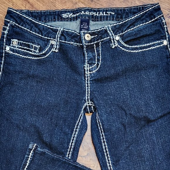 BLUE ASPHALT Boot Cut Flare Leg White Stitching Jeans - Sz 11 Short - NWOT - Picture 2 of 6